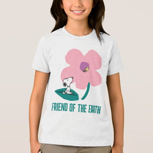 Peanuts | Illustratie Natuur roze bloem Tri-Blend Shirt (Voorkant)