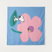 Peanuts | Illustratie Natuur roze bloem Wandkleed (Voorkant (horizontaal))