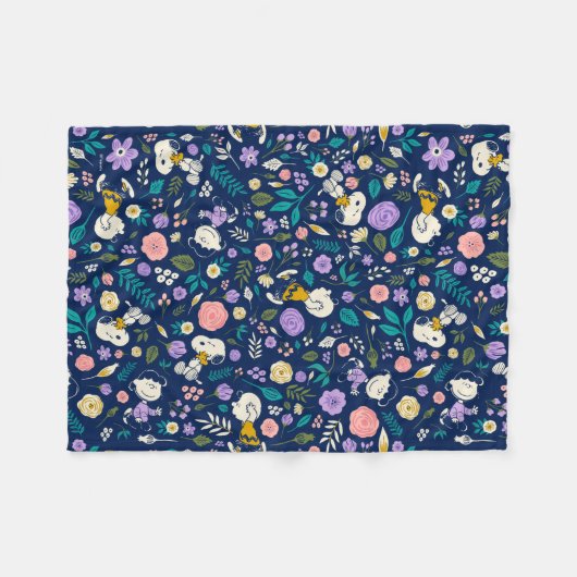 Peanuts In Bloom Pattern Fleece Deken (Voorkant (Horizontaal))