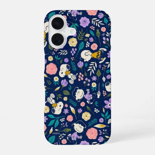 Peanuts In Bloom Pattern iPhone 16 Hoesje (Achterkant)