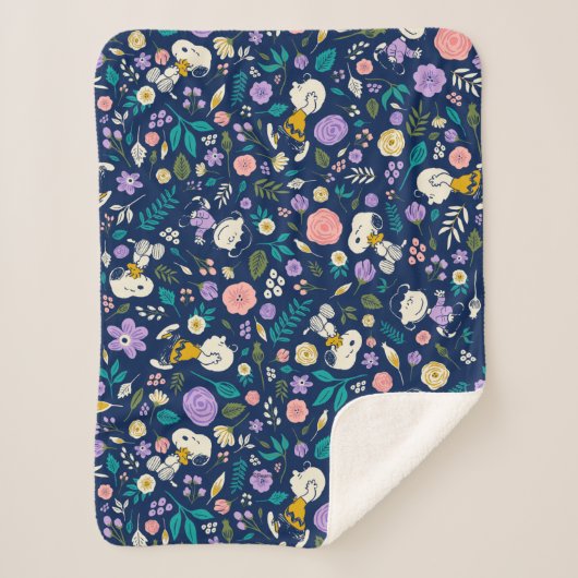 Peanuts In Bloom Pattern Sherpa Deken (Voorkant)