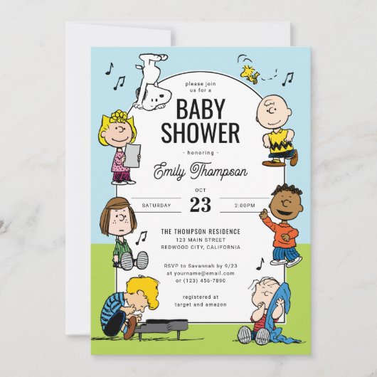 Peanuts Karakter Leuk Baby shower Kaart (Voorkant)