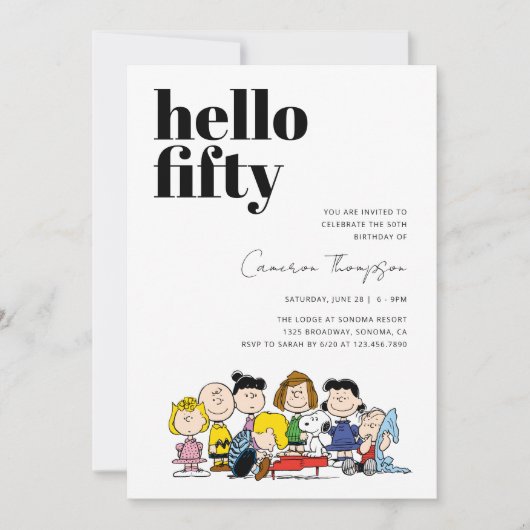 Peanuts karakters - 50ste verjaardag kaart (Voorkant)