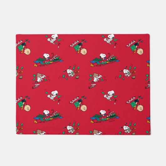 Peanuts | Kerst cadeauverpakking patroon Deurmat (Voorkant)
