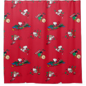 Peanuts | Kerst cadeauverpakking patroon Douchegordijn (Voorkant)