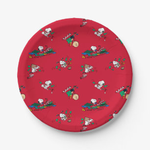 Peanuts   Kerst cadeauverpakking patroon Papieren Bordje