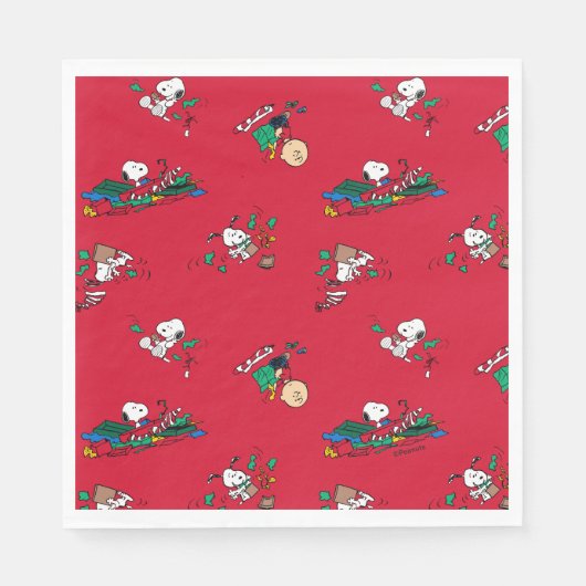 Peanuts | Kerst cadeauverpakking patroon Servet (Voorkant)