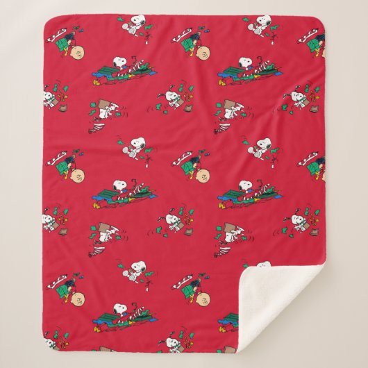 Peanuts | Kerst cadeauverpakking patroon Sherpa Deken (Voorkant)