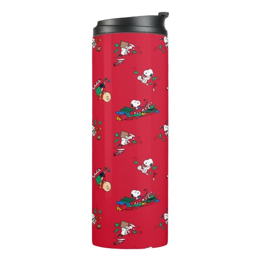 Peanuts | Kerst cadeauverpakking patroon Thermosbeker (Gedraaid links)