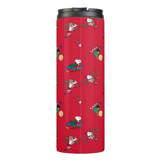 Peanuts | Kerst cadeauverpakking patroon Thermosbeker (Achterkant)