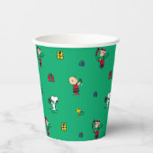 Peanuts | Kerstcadeau Giving Pattern Papieren Bekers (Voorkant)