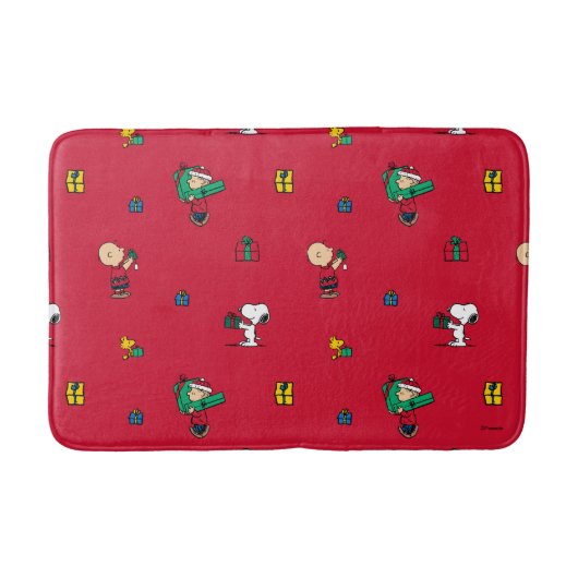 Peanuts | Kerstcadeau Giving Red Badmat (Voorkant)