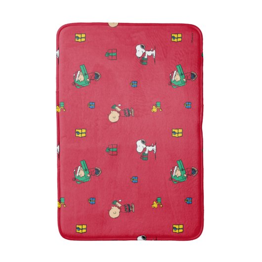 Peanuts | Kerstcadeau Giving Red Badmat (Voorkant Verticaal)