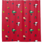 Peanuts | Kerstcadeau Giving Red Douchegordijn (Voorkant)