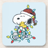 Peanuts | Kerstliefde en Lichten Bier Onderzetter (Voorkant)
