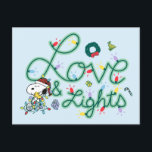 Peanuts | Kerstliefde en Lichten Briefkaart<br><div class="desc">Ontdek dit leuke kerstontwerp van Peanuts met Snoopy en Woodstock.</div>