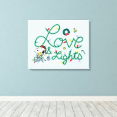 Peanuts | Kerstliefde en Lichten Canvas Afdruk (Insitu (Houten vloer))