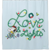 Peanuts | Kerstliefde en Lichten Douchegordijn (Voorkant)