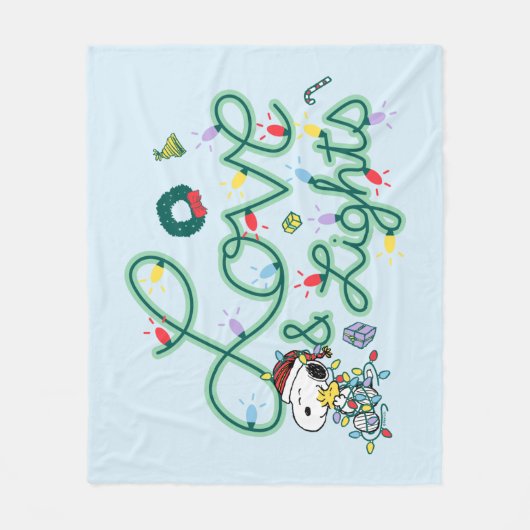 Peanuts | Kerstliefde en Lichten Fleece Deken (Voorkant)