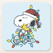 Peanuts | Kerstliefde en Lichten Kartonnen Onderzetters (Voorkant)
