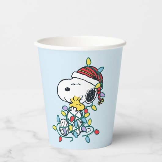 Peanuts | Kerstliefde en Lichten Papieren Bekers (Voorkant)
