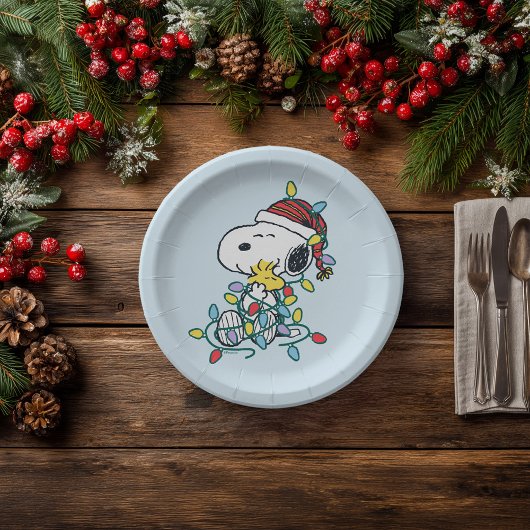 Peanuts | Kerstliefde en Lichten Papieren Bordje