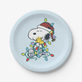 Peanuts | Kerstliefde en Lichten Papieren Bordje (Voorkant)