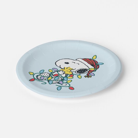 Peanuts | Kerstliefde en Lichten Papieren Bordje (Gekanteld)