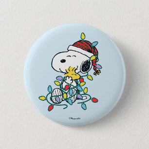 Peanuts   Kerstliefde en Lichten Ronde Button 5,7 Cm