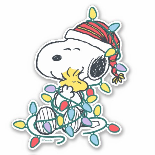 Peanuts | Kerstliefde en Lichten Sticker (Voorkant)