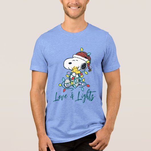 Peanuts | Kerstliefde en Lichten Tri-Blend Shirt (Voorkant)