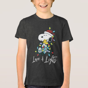 Peanuts Kerstliefde en Lichten Tri-Blend Shirt