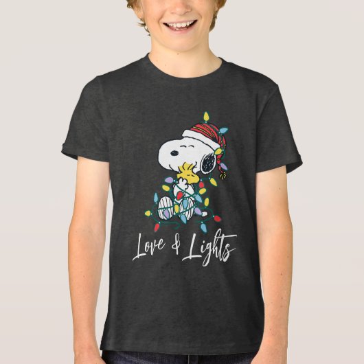Peanuts | Kerstliefde en Lichten Tri-Blend Shirt (Voorkant)