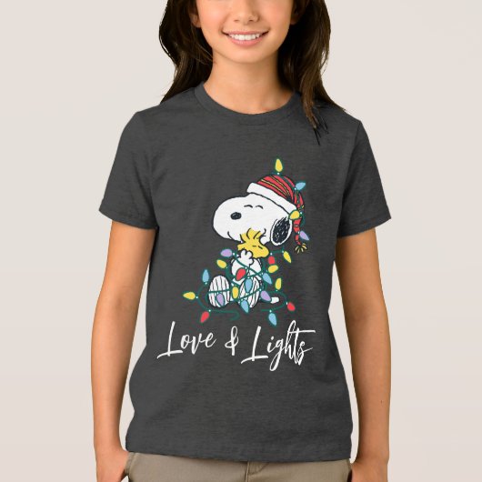 Peanuts | Kerstliefde en Lichten Tri-Blend Shirt (Voorkant)
