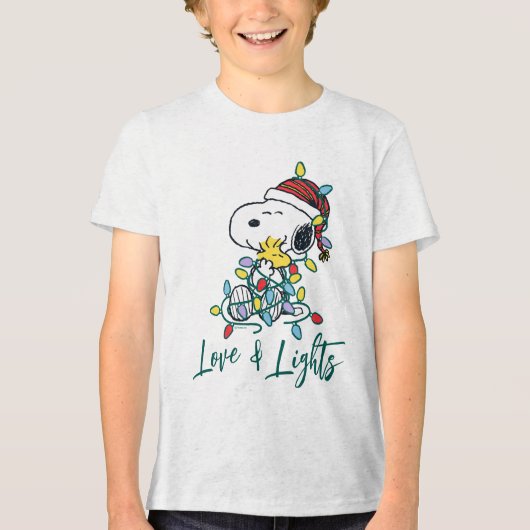 Peanuts | Kerstliefde en Lichten Tri-Blend Shirt (Voorkant)