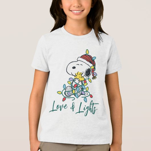 Peanuts | Kerstliefde en Lichten Tri-Blend Shirt (Voorkant)