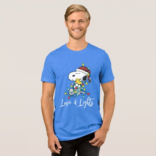 Peanuts | Kerstliefde en Lichten Tri-Blend Shirt (Voorkant volledig)