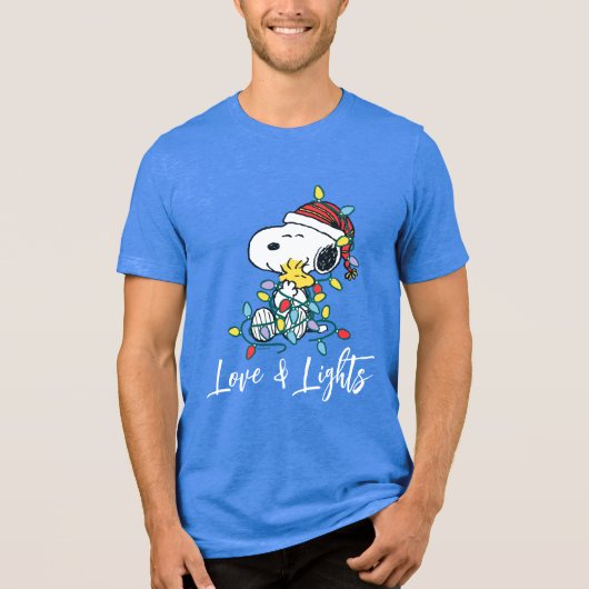 Peanuts | Kerstliefde en Lichten Tri-Blend Shirt (Voorkant)