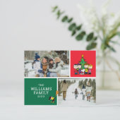 Peanuts Kerstmis Familie Foto Collage Feestdagenkaart (Staand voorkant)