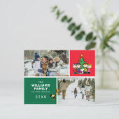 Peanuts Kerstmis Familie Foto Collage Feestdagenkaart (Staand voorkant)