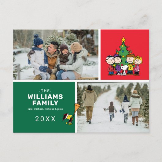 Peanuts Kerstmis Familie Foto Collage Feestdagenkaart (Voorkant)