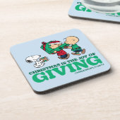 Peanuts | Kerstmis is de vreugde van het geven Bier Onderzetter (Linkerzijde)