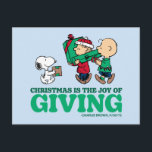 Peanuts | Kerstmis is de vreugde van het geven Briefkaart<br><div class="desc">Bekijk dit leuke Peanuts Christmas-ontwerp.</div>