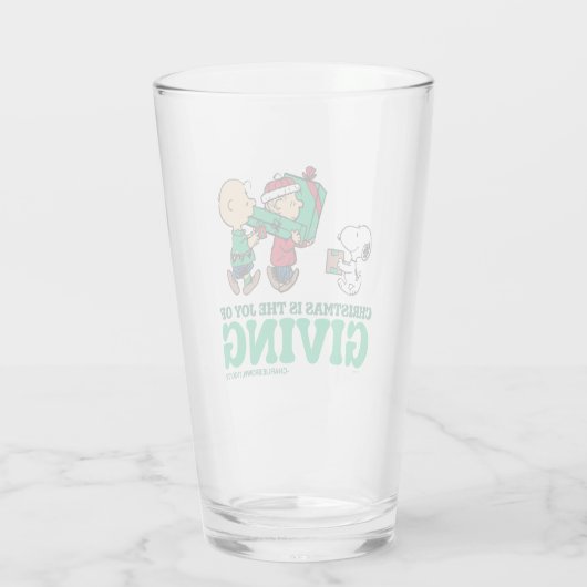 Peanuts | Kerstmis is de vreugde van het geven Glas (Achterkant)