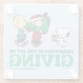 Peanuts | Kerstmis is de vreugde van het geven Glazen Onderzetter (Achterkant)