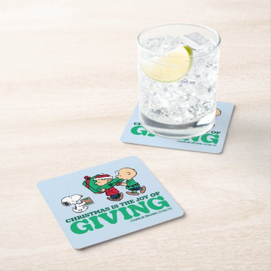 Peanuts | Kerstmis is de vreugde van het geven Kartonnen Onderzetters (Insitu)