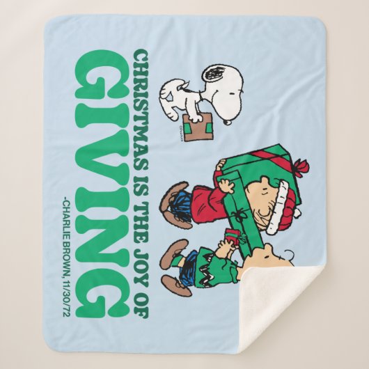 Peanuts | Kerstmis is de vreugde van het geven Sherpa Deken (Voorkant)