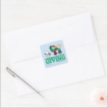 Peanuts | Kerstmis is de vreugde van het geven Vierkante Sticker<br><div class="desc">Bekijk dit leuke Peanuts Christmas-ontwerp.</div>