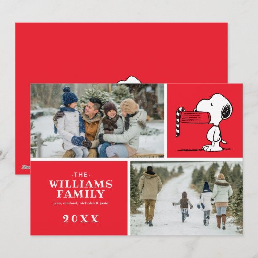 Peanuts Kerstmis Snoopy Familie Fotocollage Feestdagenkaart (Voorkant / Achterkant)