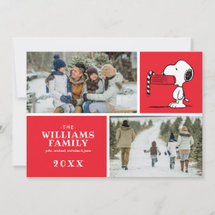Peanuts Kerstmis Snoopy Familie Fotocollage Feestdagenkaart